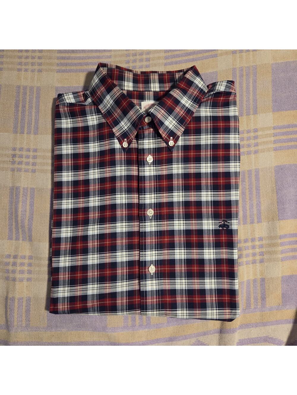 Brooks Brothers Mens XL Plaid Check Oxford Supima Cotton Button Down Shirt OCBD